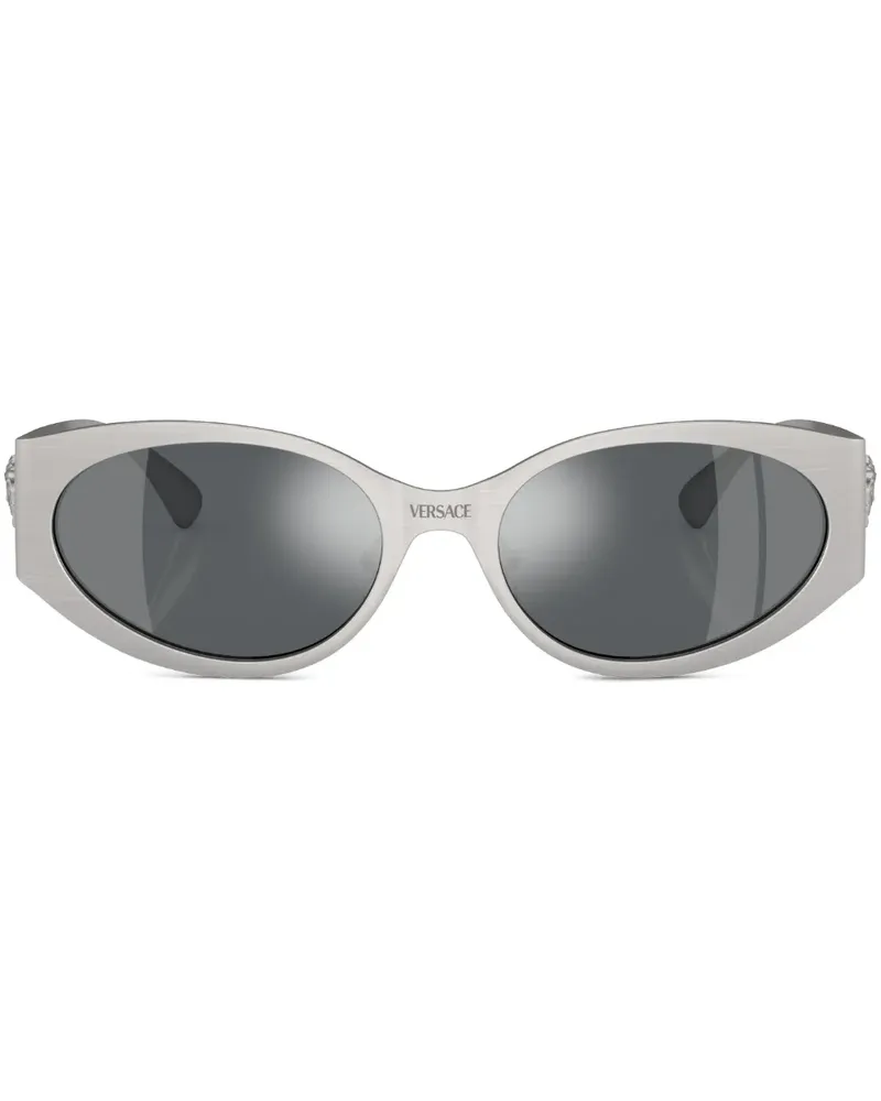 Versace Sonnenbrille mit ovalem Gestell - Silber Silber