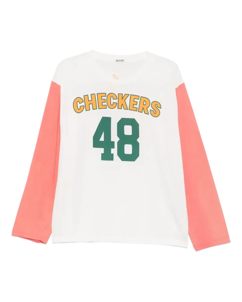 BODE Checkers Baseball-T-Shirt - Weiß Weiß