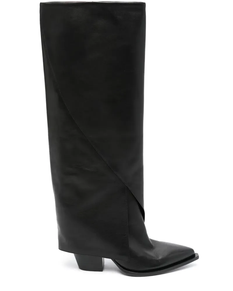 Elena Iachi Stiefel aus Leder 80mm - Schwarz Schwarz