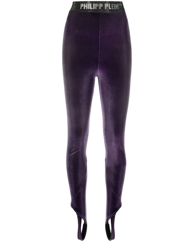Philipp Plein Leggings mit Logo-Bund - Violett Violett