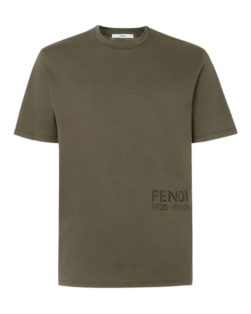 Fendi T-Shirt mit Logo-Print - Grün Grün