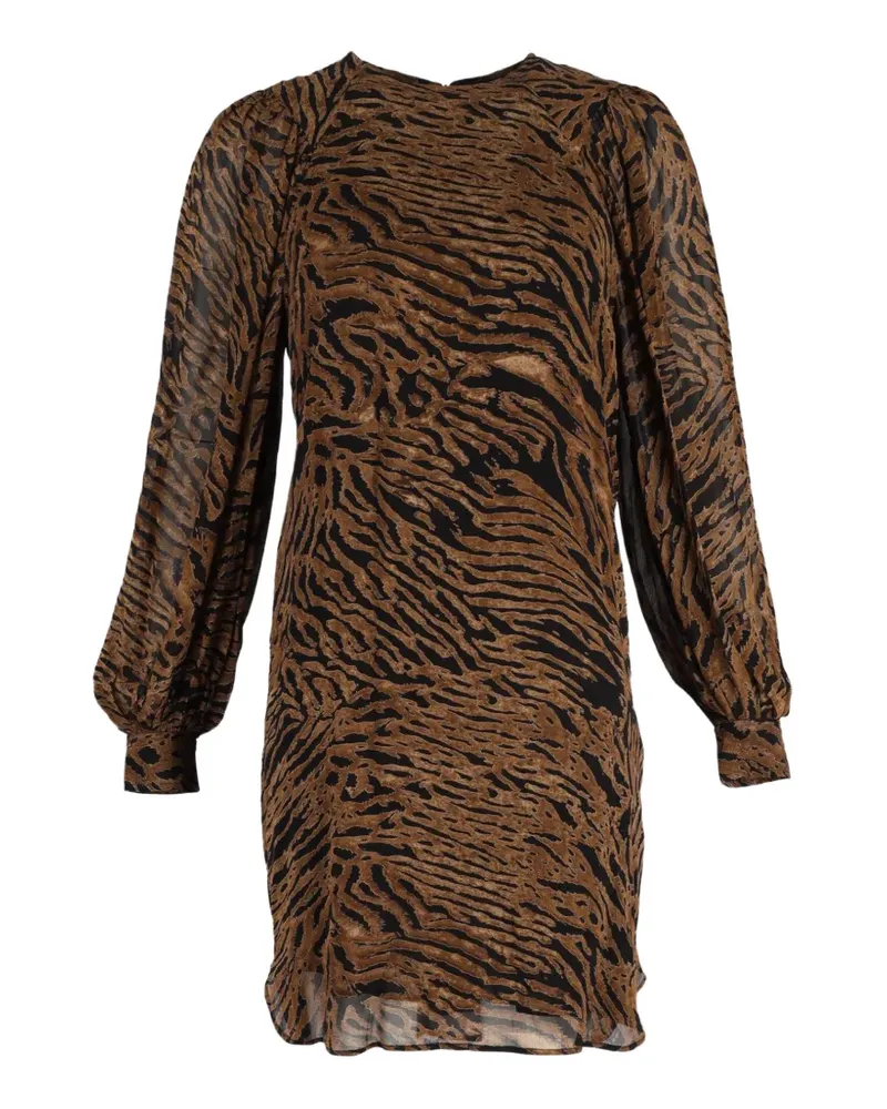 Ganni tiger-print mini dress - Braun Braun