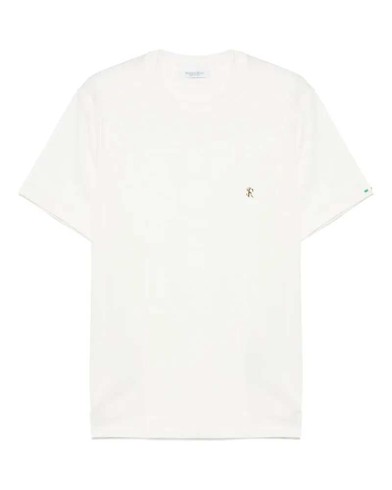 Stefano Ricci T-Shirt mit Logo-Schild - Weiß Weiß