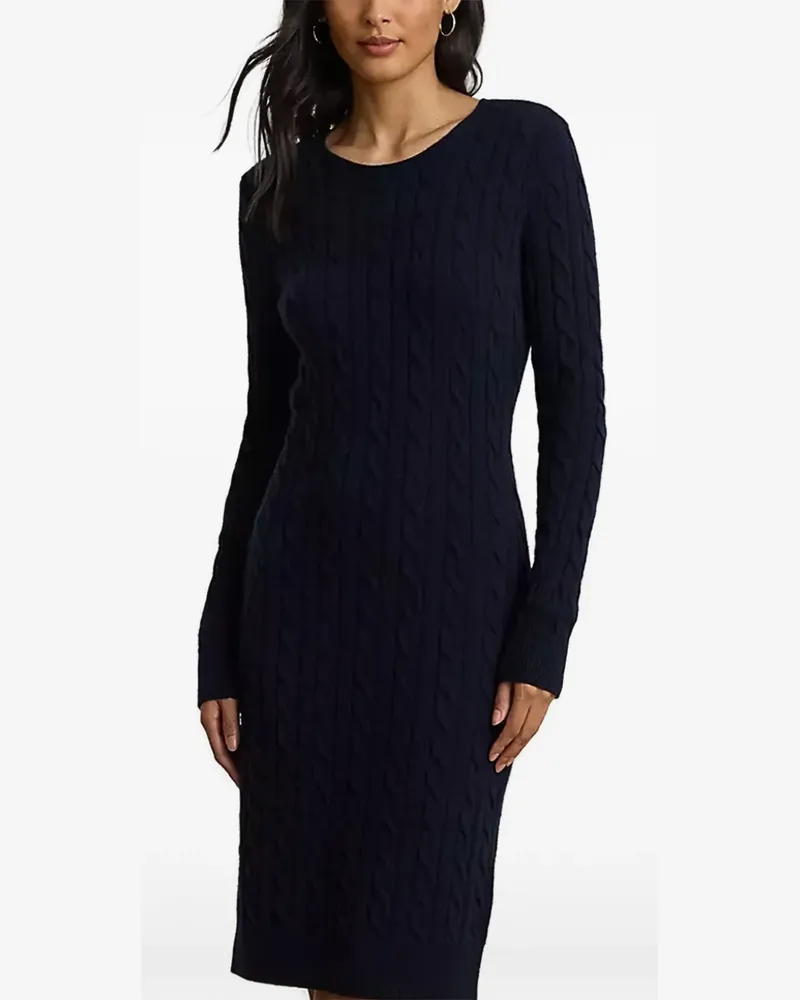 Ralph Lauren cable-knit long-sleeve midi dress - Blau Blau