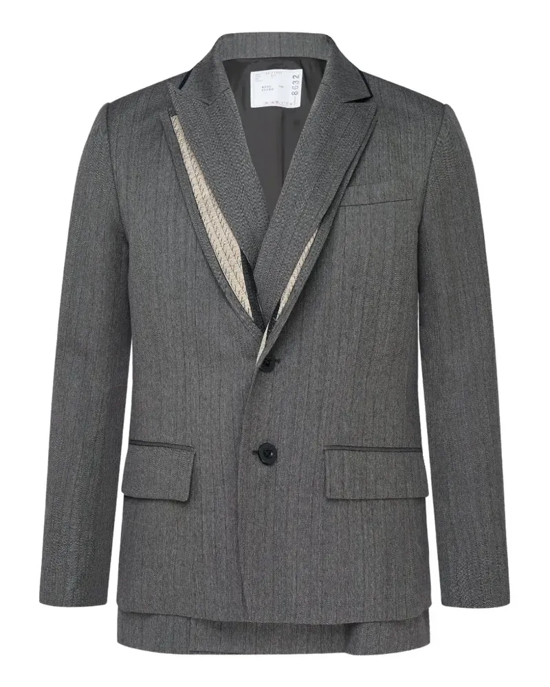 Sacai Jacke im Layering-Look - Grau Grau