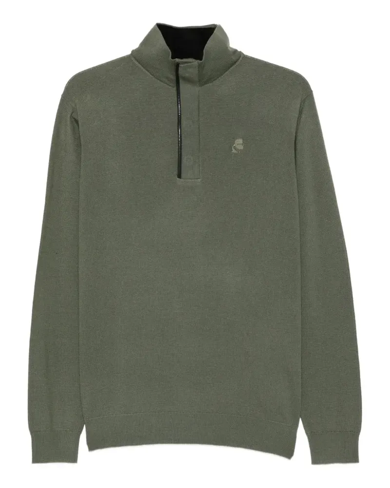 Karl Lagerfeld Bestickter Pullover mit Viertelreißverschluss - Grün Grün