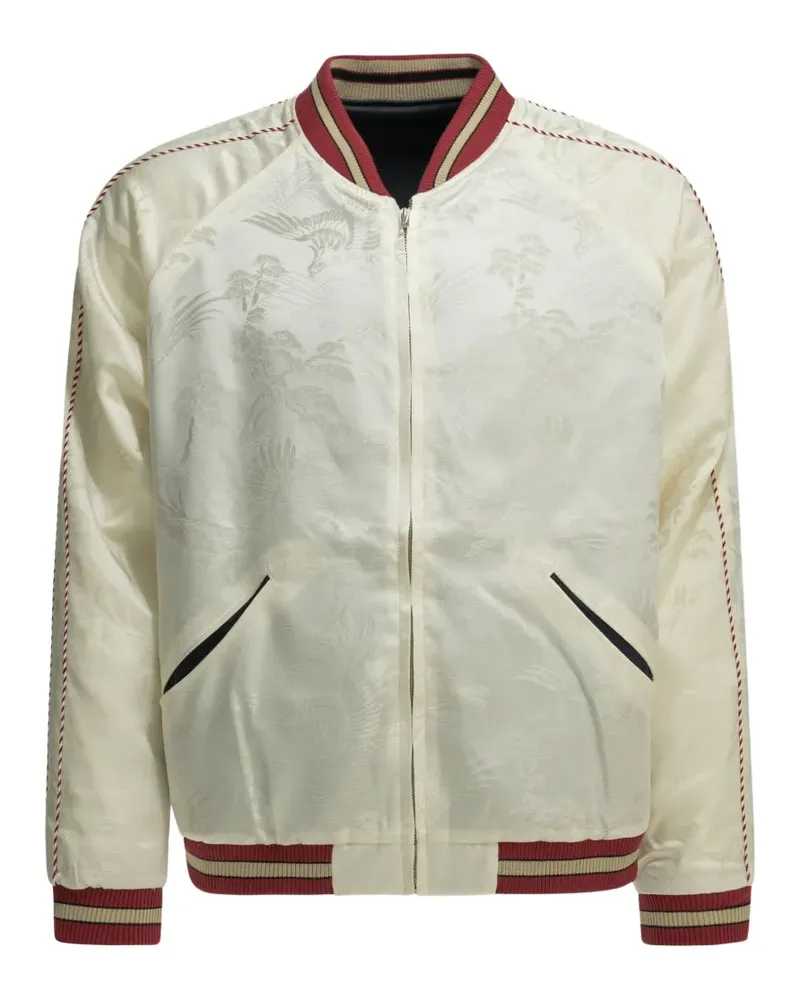 Beams Plus patterned-jacquard reversible bomber jacket - Weiß Weiß