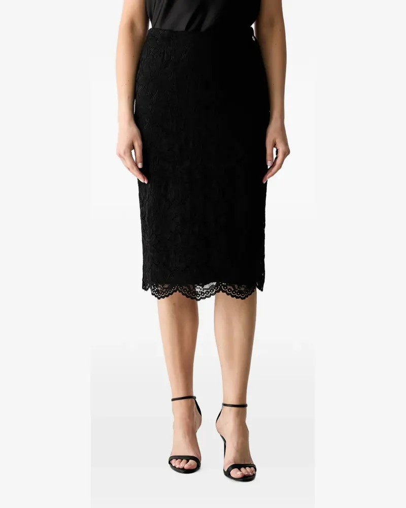 Guess logo-plaque scalloped-hem midi skirt - Schwarz Schwarz