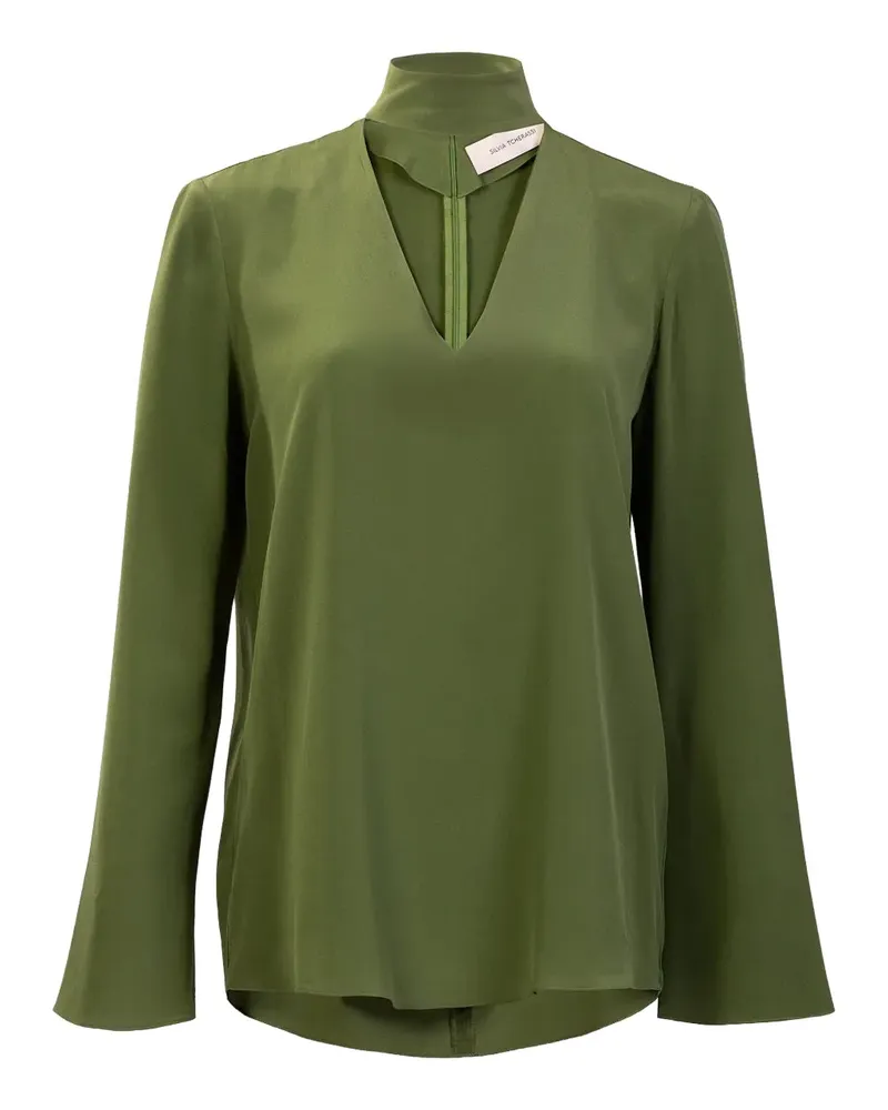 Silvia Tcherassi Kelsey Bluse mit Stehkragen - Grün Grün