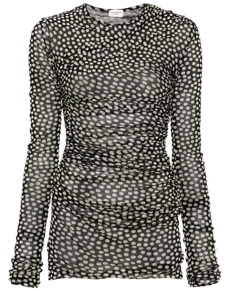 Saint Laurent Minikleid mit Polka Dots - Schwarz Schwarz