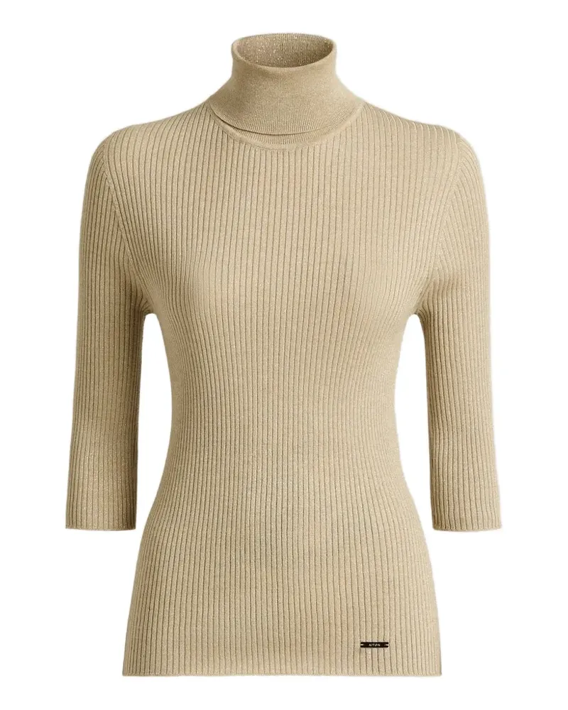 Kiton Rollkragenpullover mit Dreiviertelärmeln - Nude Nude