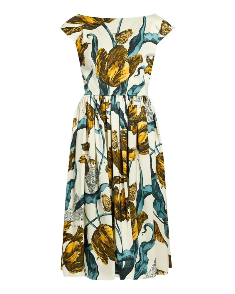 Erdem boat-neck floral midi dress - Nude Nude