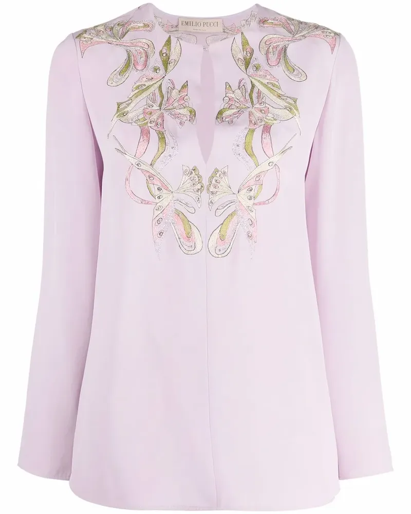 Emilio Pucci Langarmshirt mit "Farfalle"-Stickerei - Nude Nude