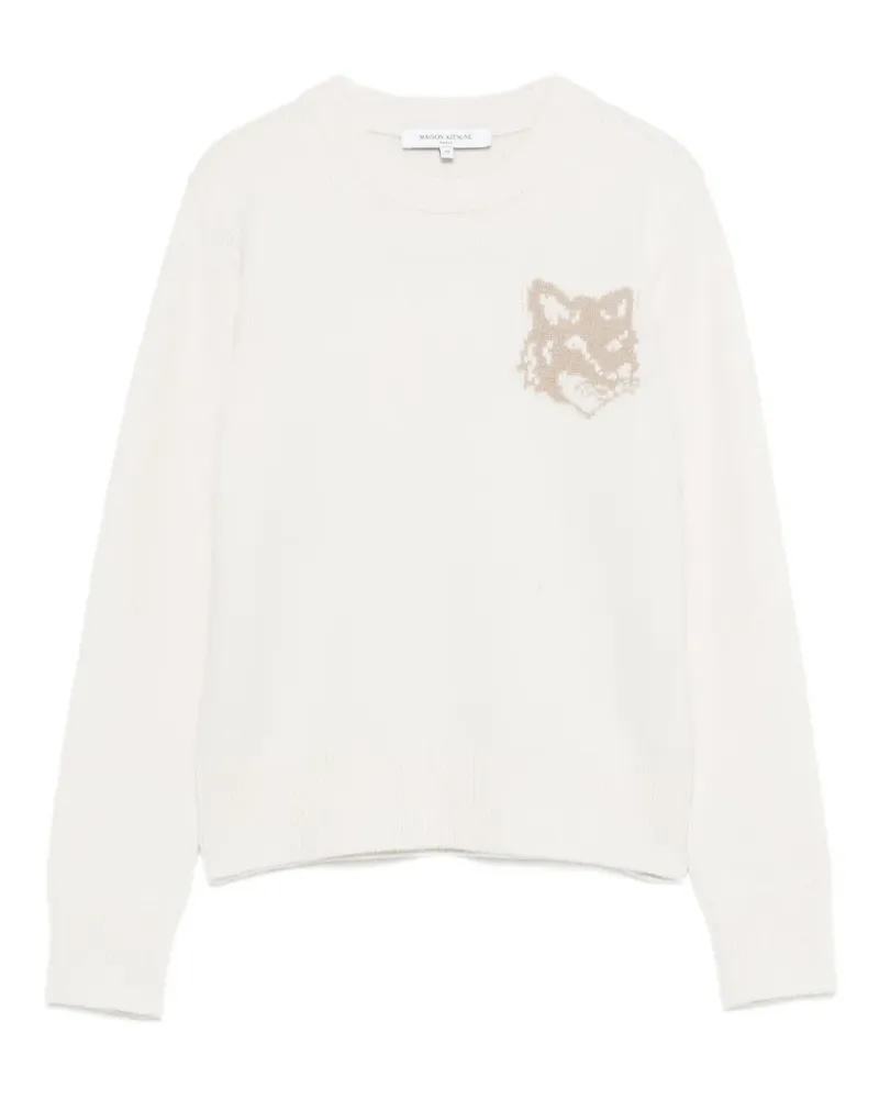 Kitsuné Merinopullover mit Fuchs-Motiv - Weiß Weiß