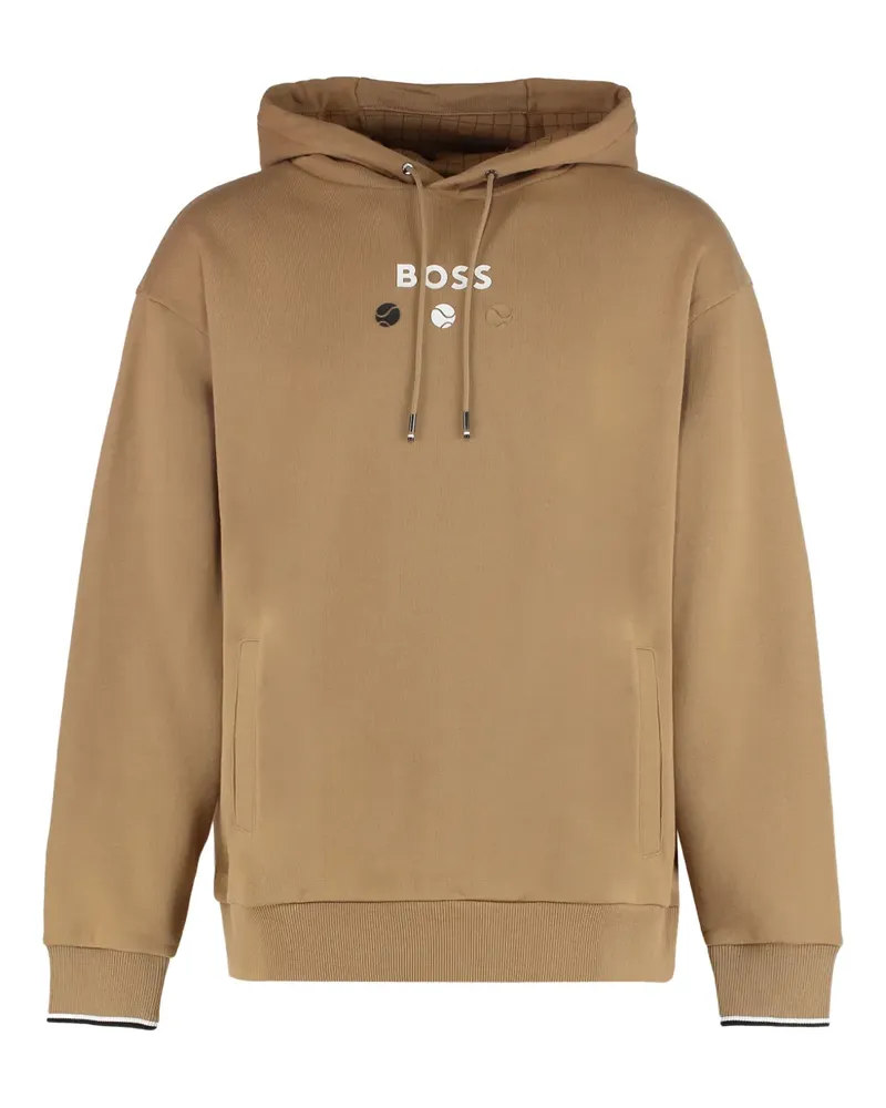HUGO BOSS kangaroo pocket cotton sweatshirt - Braun Braun
