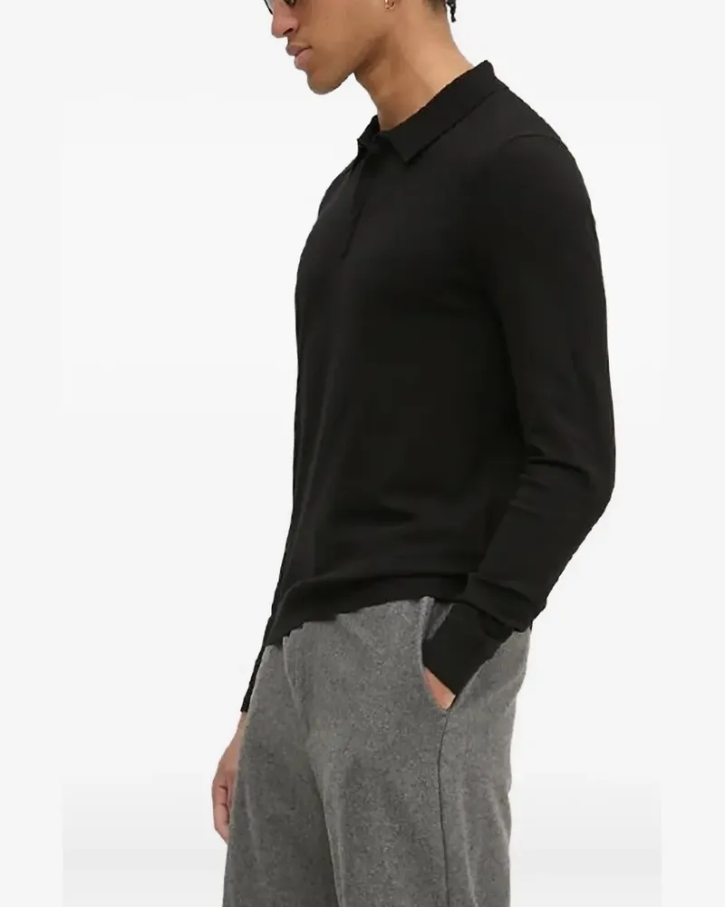 HUGO BOSS Langärmeliger Pullover mit Polokragen - Schwarz Schwarz