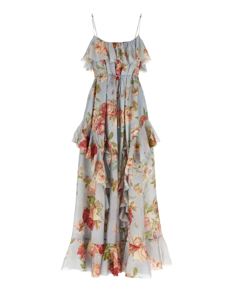 Zimmermann Roselight Frill Maxikleid - Blau Blau