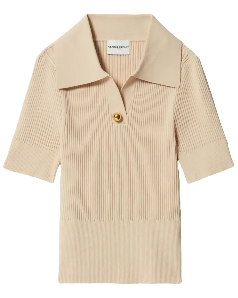 Claudie Pierlot Geripptes Poloshirt - Nude Nude