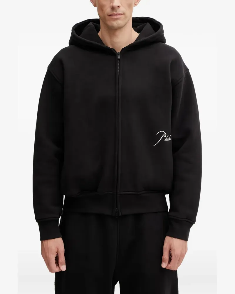 RHUDE logo-embroidered zip-up hoodie - Schwarz Schwarz