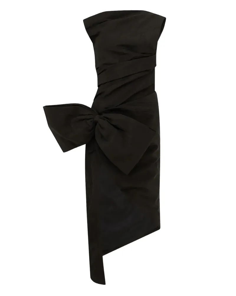 David Koma bow ruched asymmetric dress - Schwarz Schwarz