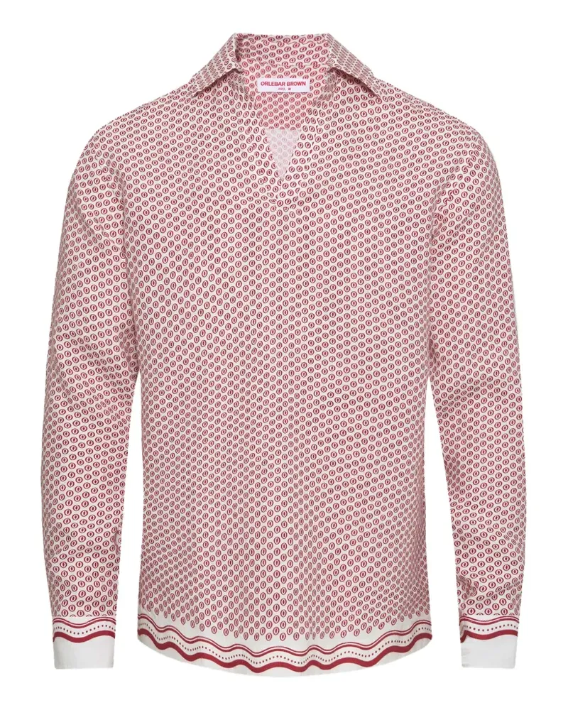 Orlebar Brown Ridley Leinenhemd mit geometrischem Print - Rot Rot
