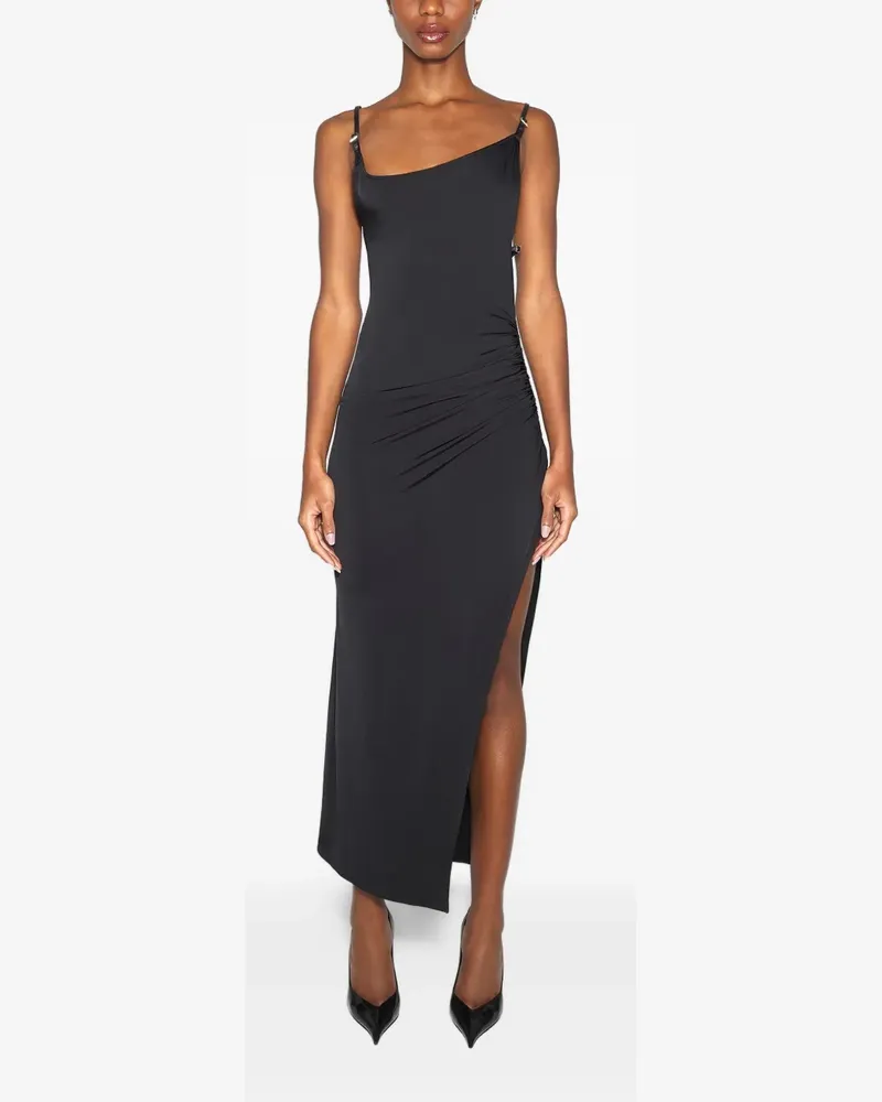 Thierry Mugler Asymmetrisches Midikleid mit Schlitz - Schwarz Schwarz