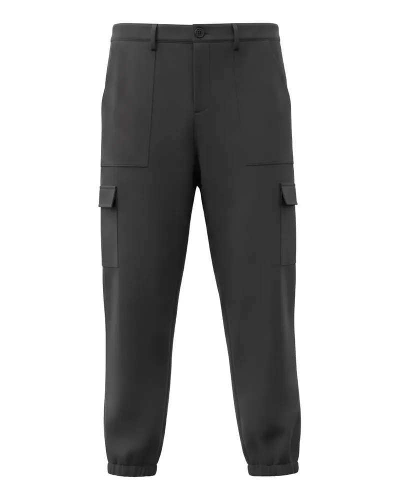 Black Label patch-pocket elasticated-cuffs cargo pants - Schwarz Schwarz