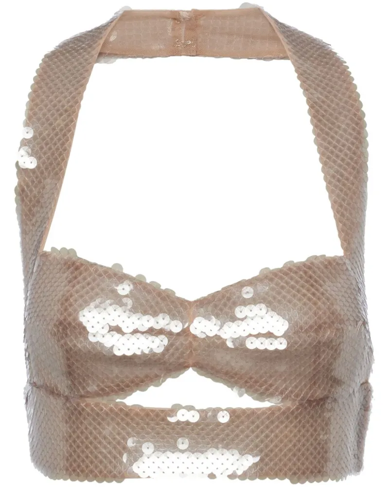 Prada Oberteil mit Pailletten - Nude Nude