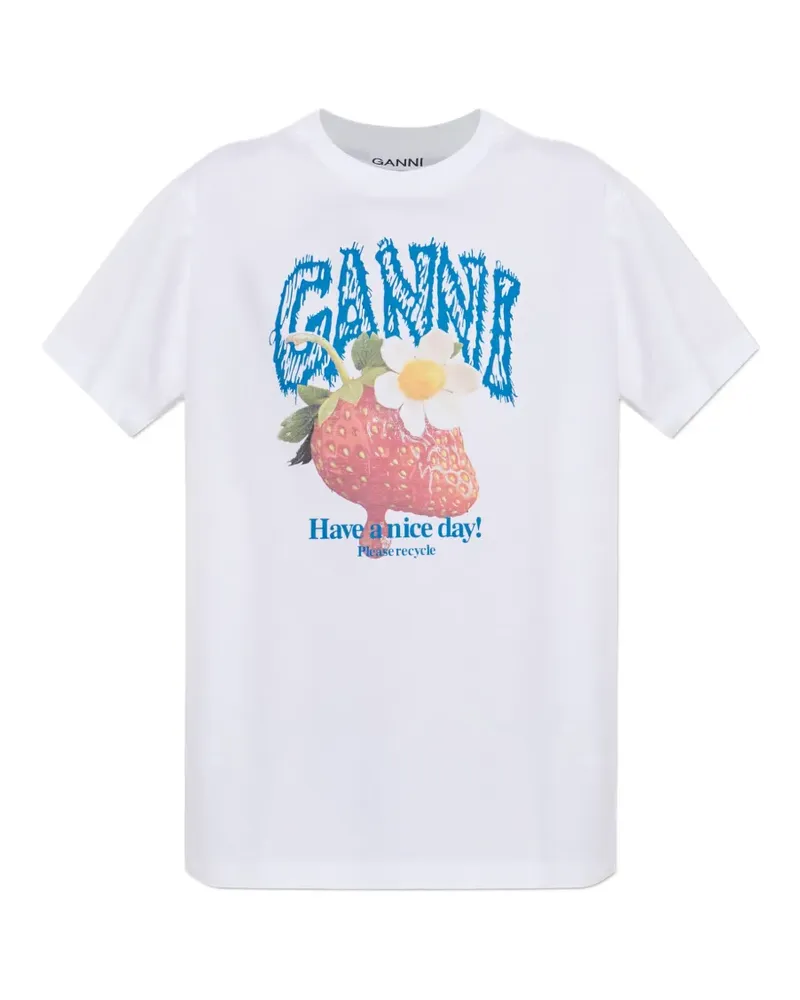 Ganni strawberry-print T-shirt - Weiß Weiß
