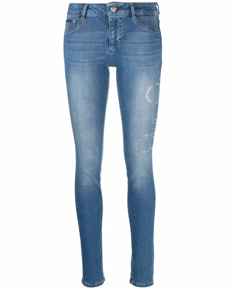 Philipp Plein Skinny-Jeans mit Hexagon-Patch - Blau Blau
