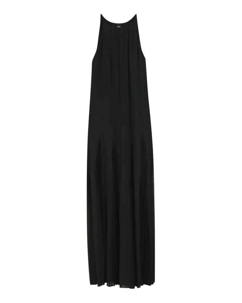 HUGO BOSS pleated halterneck maxi dress - Schwarz Schwarz
