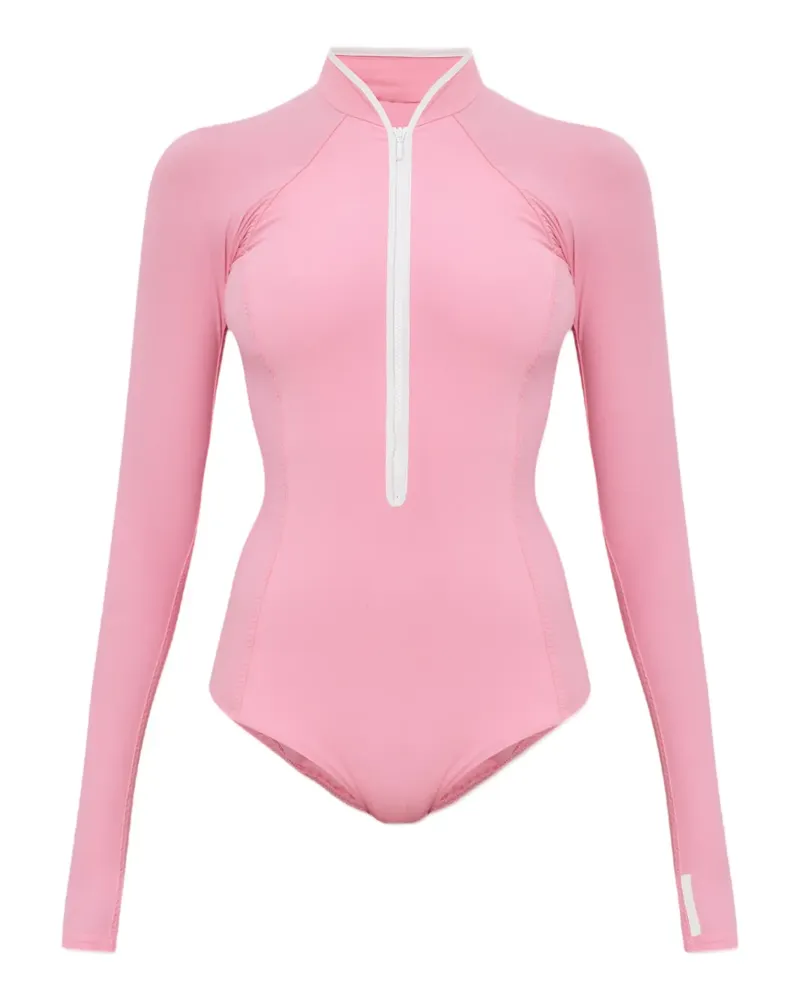 Hunza G Tyra Badeanzug mit langen Ärmeln - Rosa Rosa