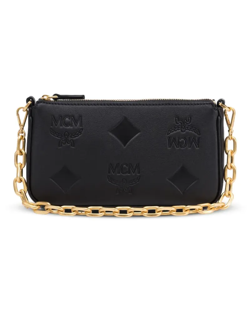 MCM Schultertasche mit Logo-Prägung - Schwarz Schwarz