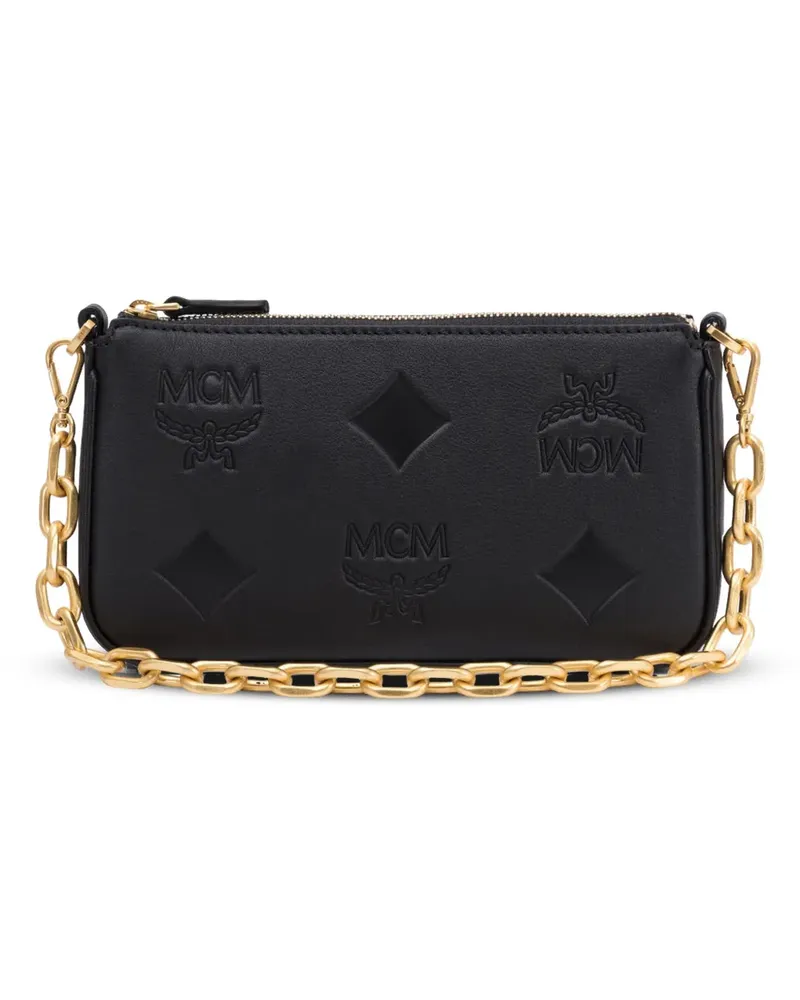 MCM Schultertasche mit Logo-Prägung - Schwarz Schwarz