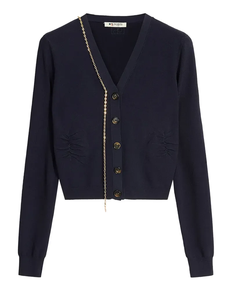 Ports 1961 Geknöpfter Cardigan mit Kettendetail - Blau Blau
