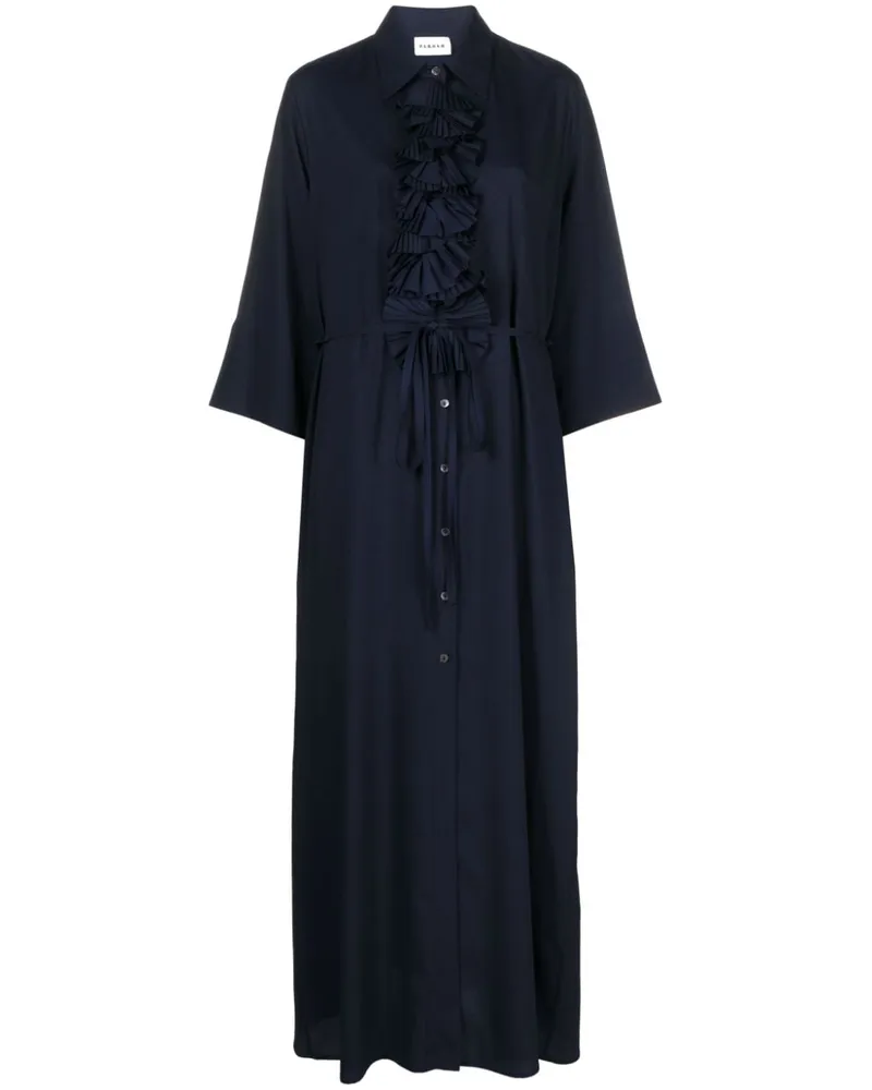 P.A.R.O.S.H. Palmer Hemdkleid mit Faltendetails - Blau Blau