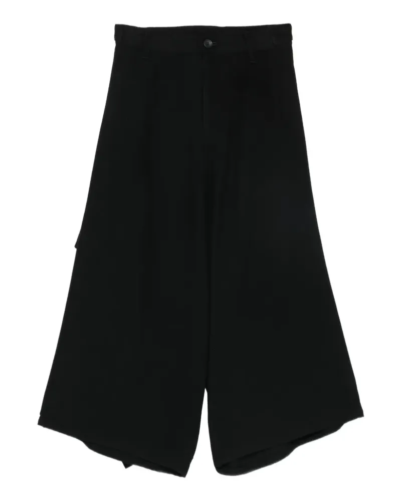 Yohji Yamamoto Bestickte Hose mit Drapierung - Schwarz Schwarz