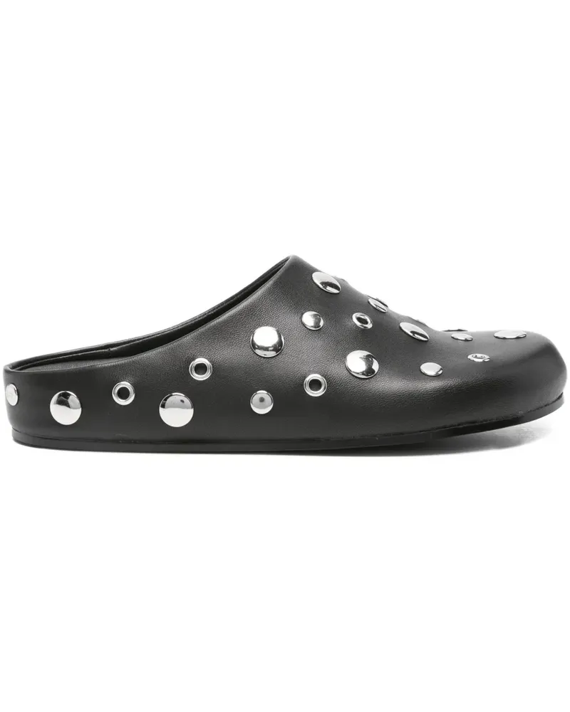 Lola Cruz Flache Mules mit Nieten - Schwarz Schwarz