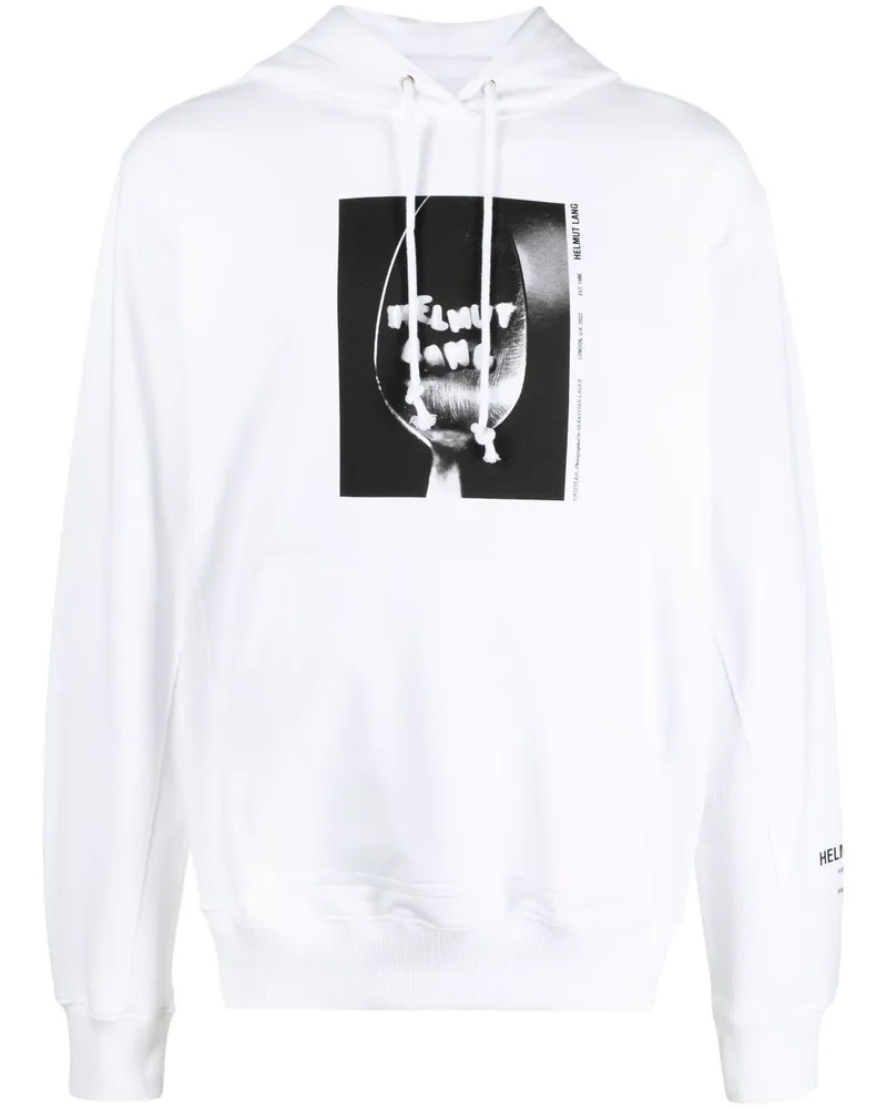 Helmut Lang Hoodie mit Foto-Print Weiß