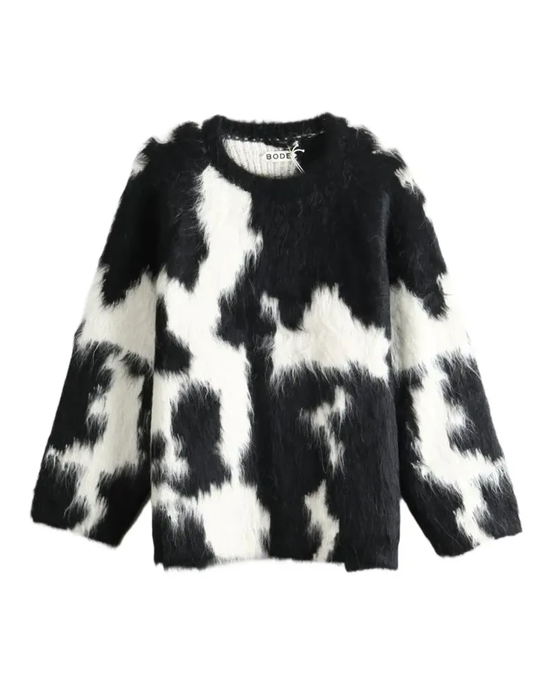 BODE Holstein Pullover mit Kuh-Print - Schwarz Schwarz