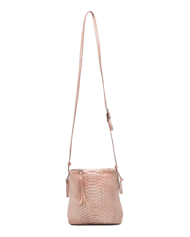 Reptile's House Rum tassel python-embossed shoulder bag - Rosa Rosa