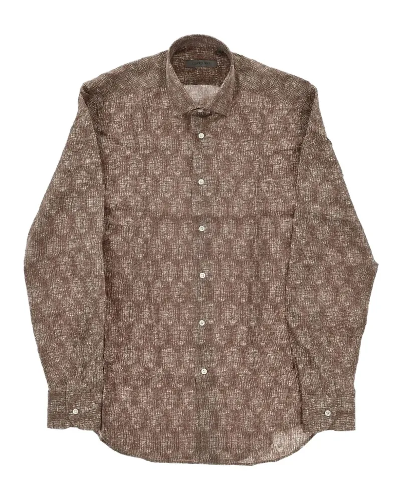 Corneliani French-collar silk shirt - Braun Braun