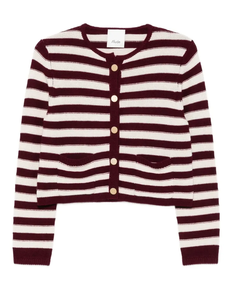 ALLUDE Cardigan mit gestreiften Knöpfen - Nude Nude