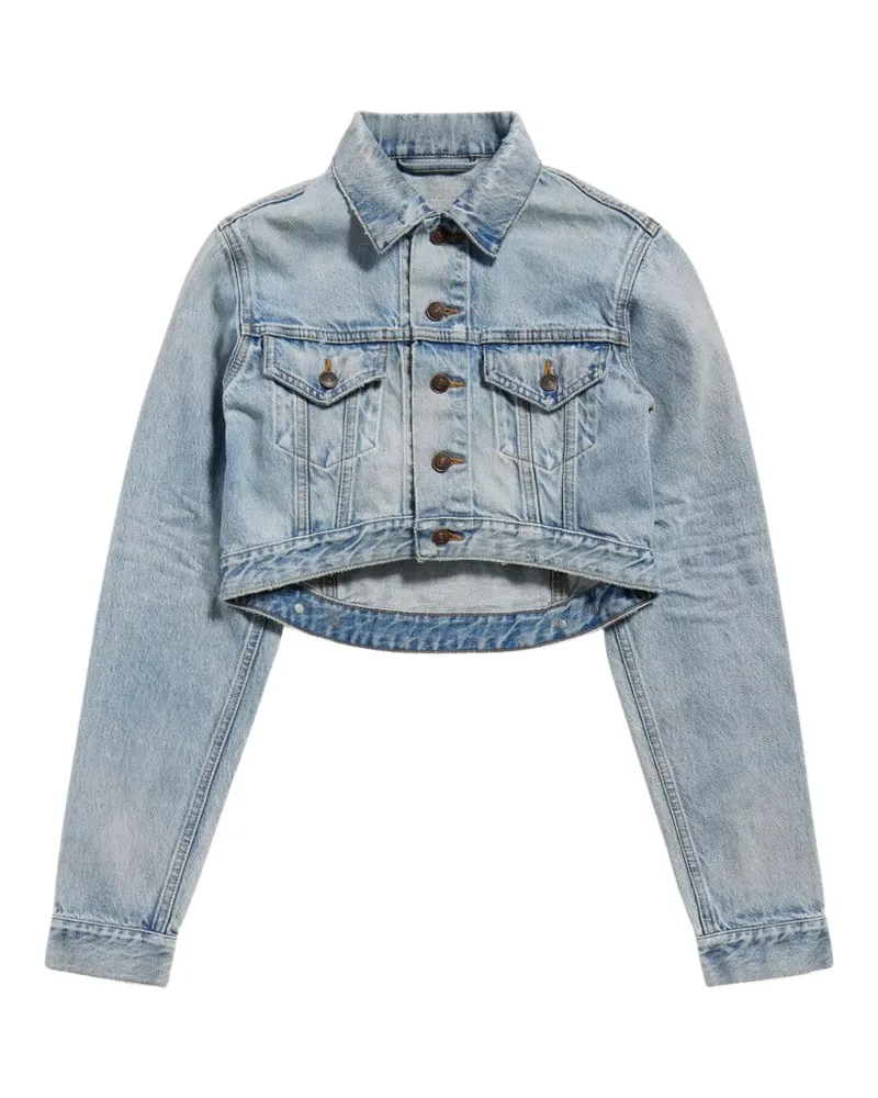 Balenciaga Cropped-Jeansjacke in Distressed-Optik - Blau Blau