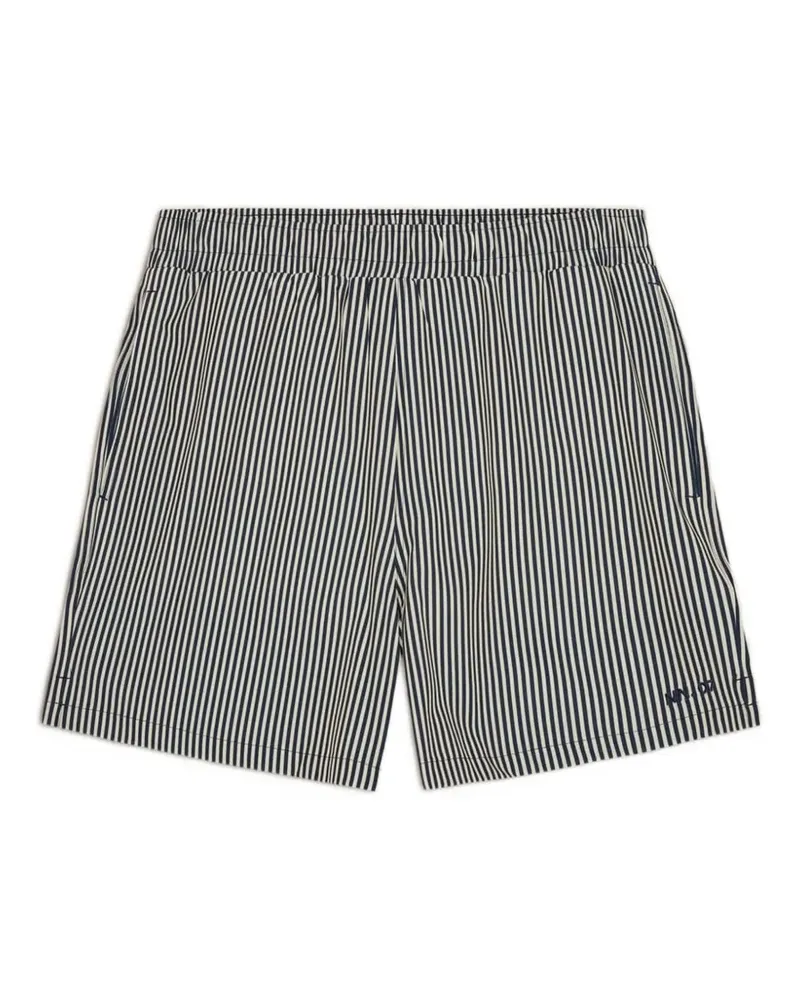 NN 07 Holiday stripe-pattern swim shorts - Weiß Weiß