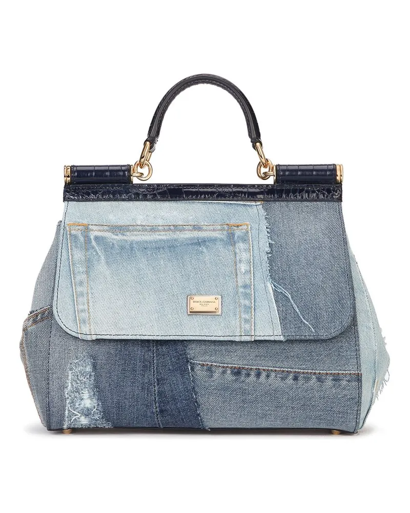 Dolce & Gabbana Große Sicily Schultertasche - Blau Blau