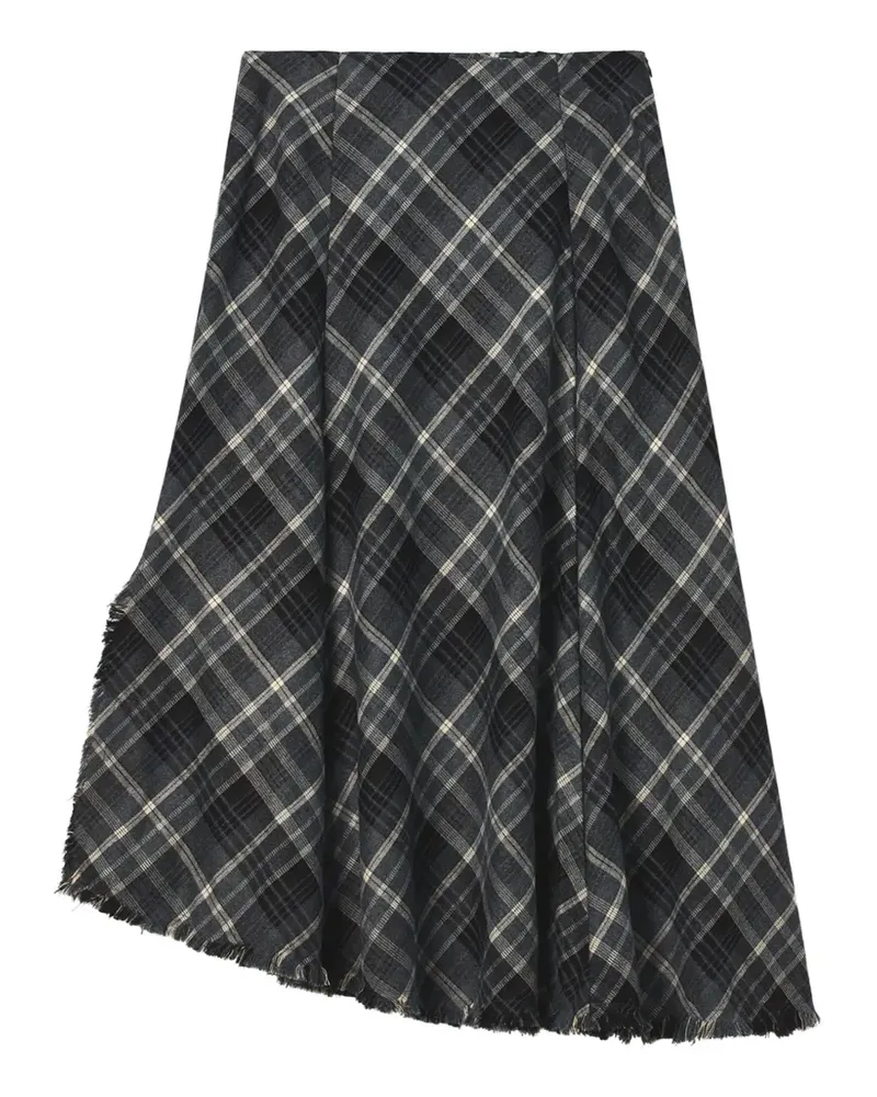 b+ab check-pattern asymmetric midi skirt - Grau Grau