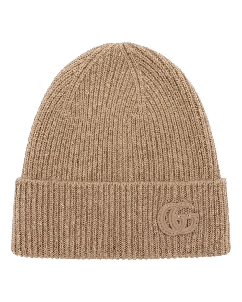 Gucci Gerippte Beanie mit Logo - Nude Nude