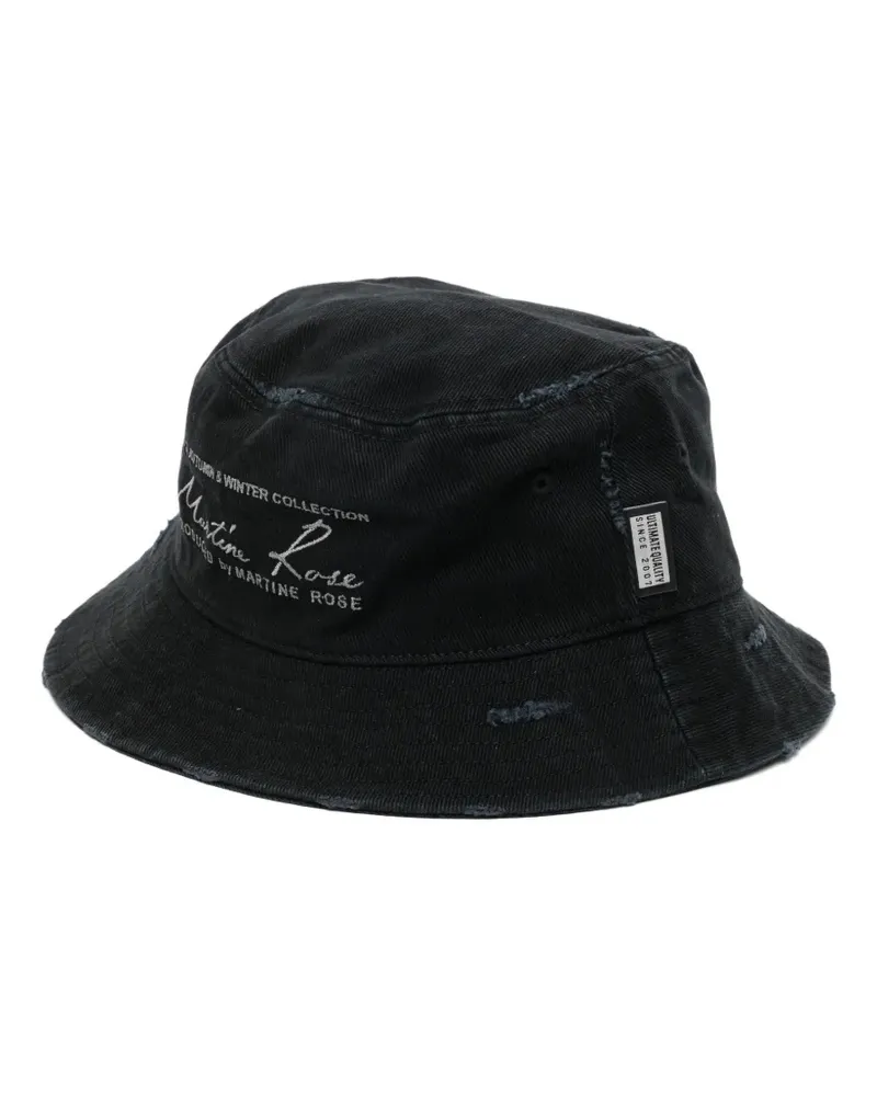 Martine Rose Bestickter Fischerhut im Distressed-Look - Schwarz Schwarz