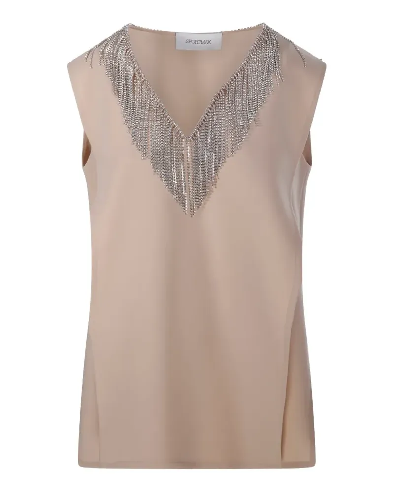 SPORTMAX Fransentop mit V-Ausschnitt - Nude Nude